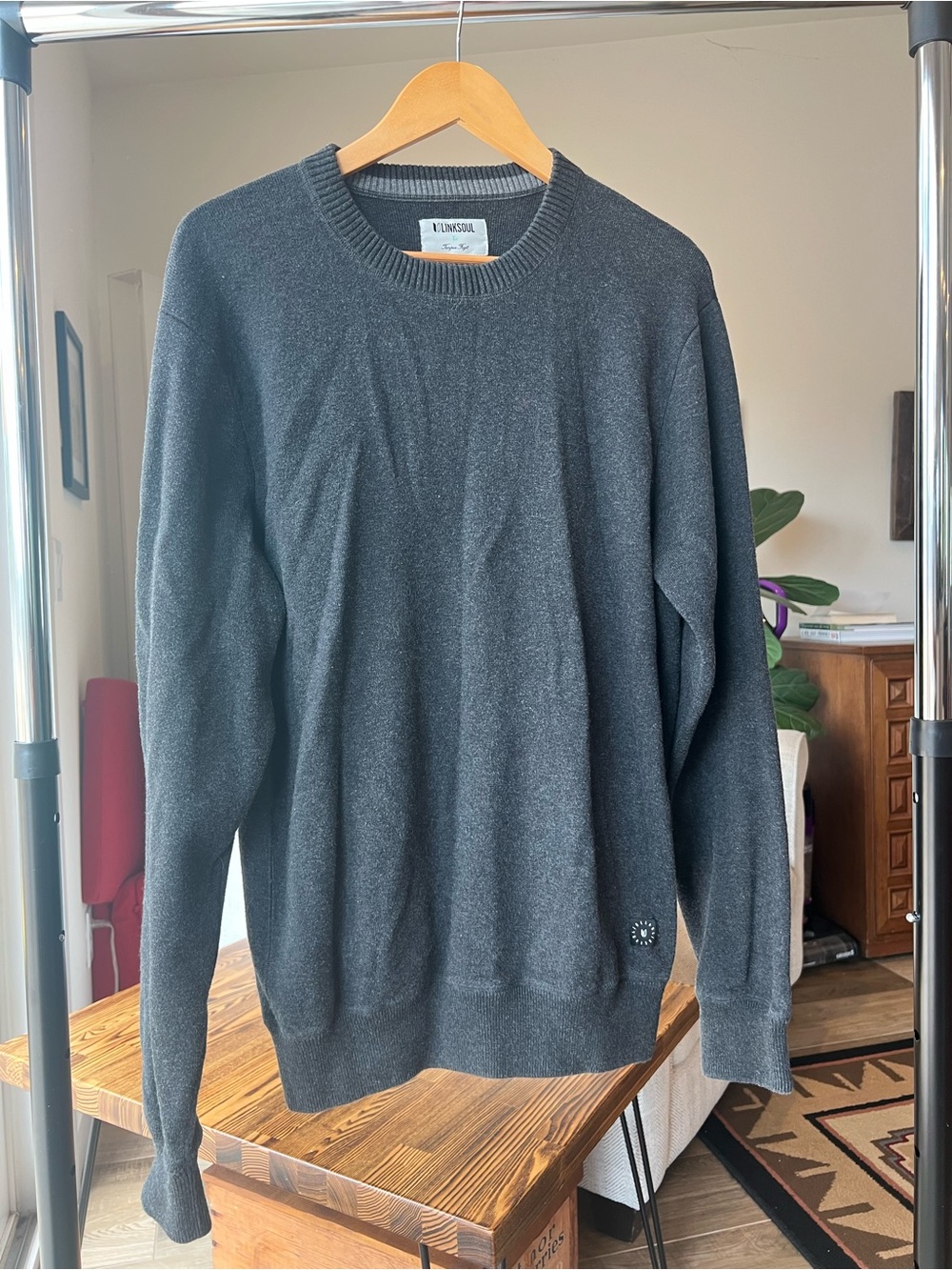 Linksoul Dark Charcoal Crewneck Sweater